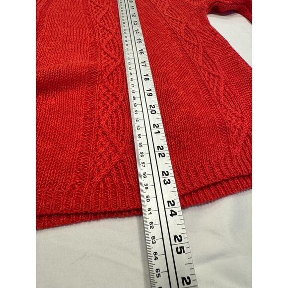 Elegant Coral Cable Knit Sweater - Picture 9 of 10